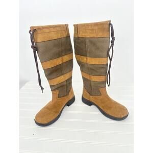 Dublin River Tall Riding Boots Womens 6.5 X-Wide Calf Brown Leather Waterproof